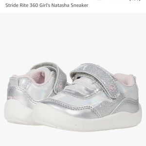 Stride Rite 360 Girls Natasha Sneaker, Silver, 4 Toddler
